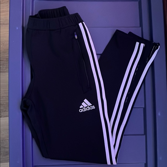 adidas Pants - LIKE NEW Adidas Black Track Pants with White Stripes